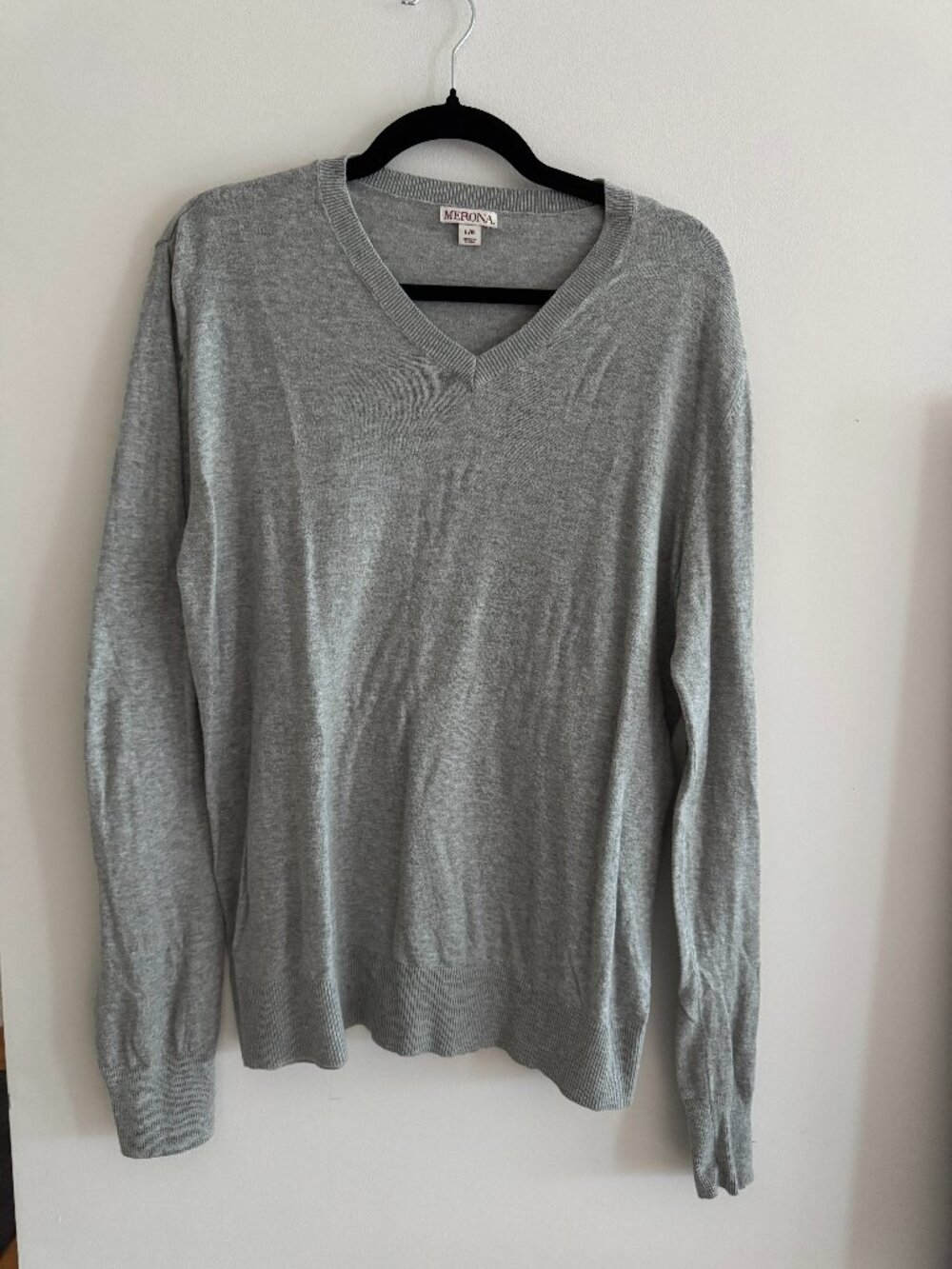 Grey v-neck sweater by Merona - women's Large